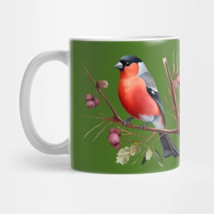 Watercolor Bullfinch on a Twig Mug